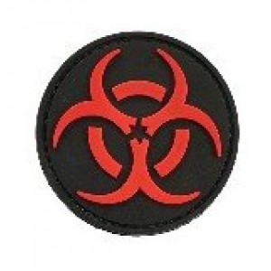 Нашивка PVC/ПВХ с велкро Biohazard круг 6 см. Чёрно-красный